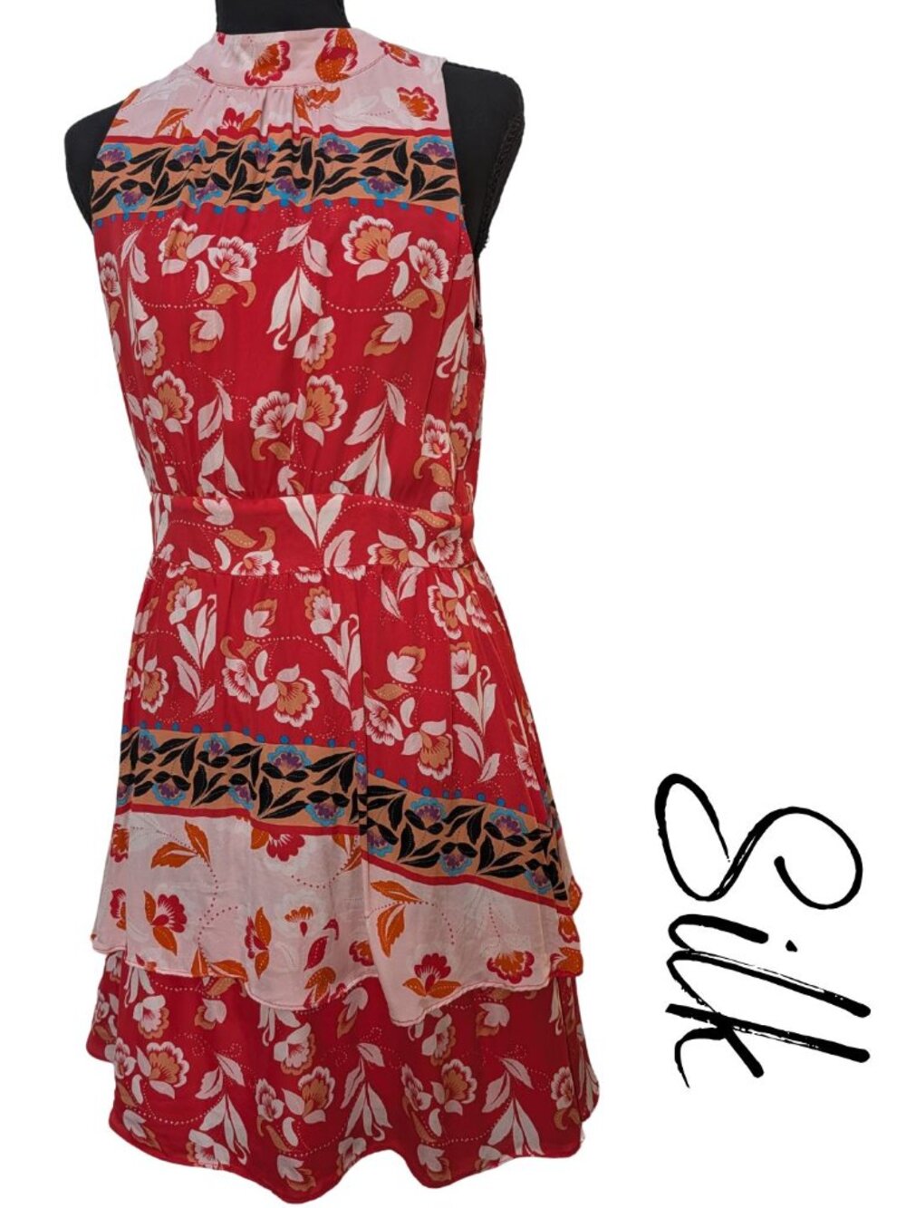 Parker 100% Silk Floral Tiered Mini Dress